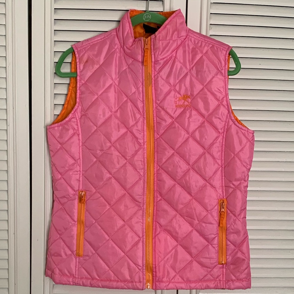 Keeneland Pink & Orange Quilted Vest - Medium